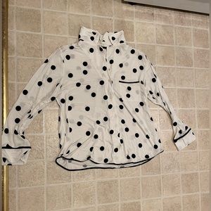 Long sleeve polka dot pajama top